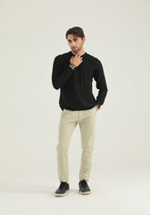 Black Self Stripped Sweatshirt