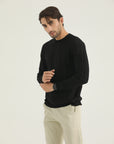 Black Self Stripped Sweatshirt