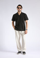 Black Self Textured Shirt