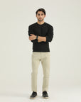 Black Plain Round Neck Sweatshirt
