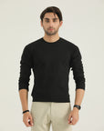 Black Plain Round Neck Sweatshirt