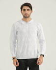 White Polo Knit Sweatshirt