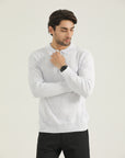 White Polo Knit Sweatshirt