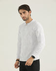 White Polo Knit Sweatshirt