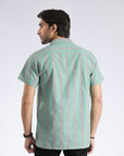 Cuban Collar Green Lining Shirt