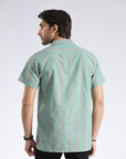 Cuban Collar Green Lining Shirt