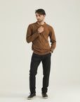 Brown Polo Knit Sweatshirt