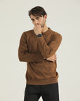 Brown Polo Knit Sweatshirt
