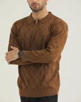Brown Polo Knit Sweatshirt