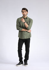 Olive Green Textured Shirt