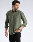 Olive Green Textured Shirt