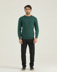 Green Self Stripped Sweatshirt