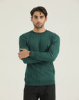 Green Self Stripped Sweatshirt