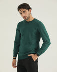 Green Self Stripped Sweatshirt