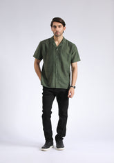 Green Self Textured Shirt