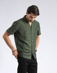 Green Self Textured Shirt