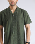 Green Self Textured Shirt