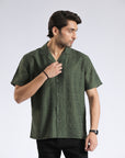 Green Self Textured Shirt