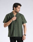Green Self Textured Shirt