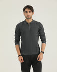 Gray Self Zip Knitwear
