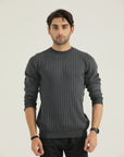 Gray Self Stripped Sweatshirt