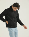 Men’s Black Fur-Collar Zip Jacket