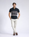 Half-Zip Striped Polo