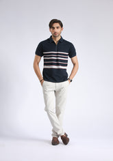 Half-Zip Striped Polo