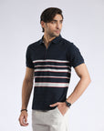 Half-Zip Striped Polo