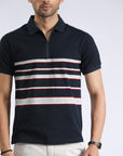 Half-Zip Striped Polo