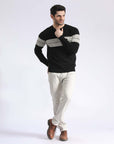 Black Stripped Crew Neck Sweater