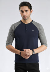 Full Sleeves Navy Grey T-Shirt