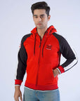 Red Paneled Hoodie