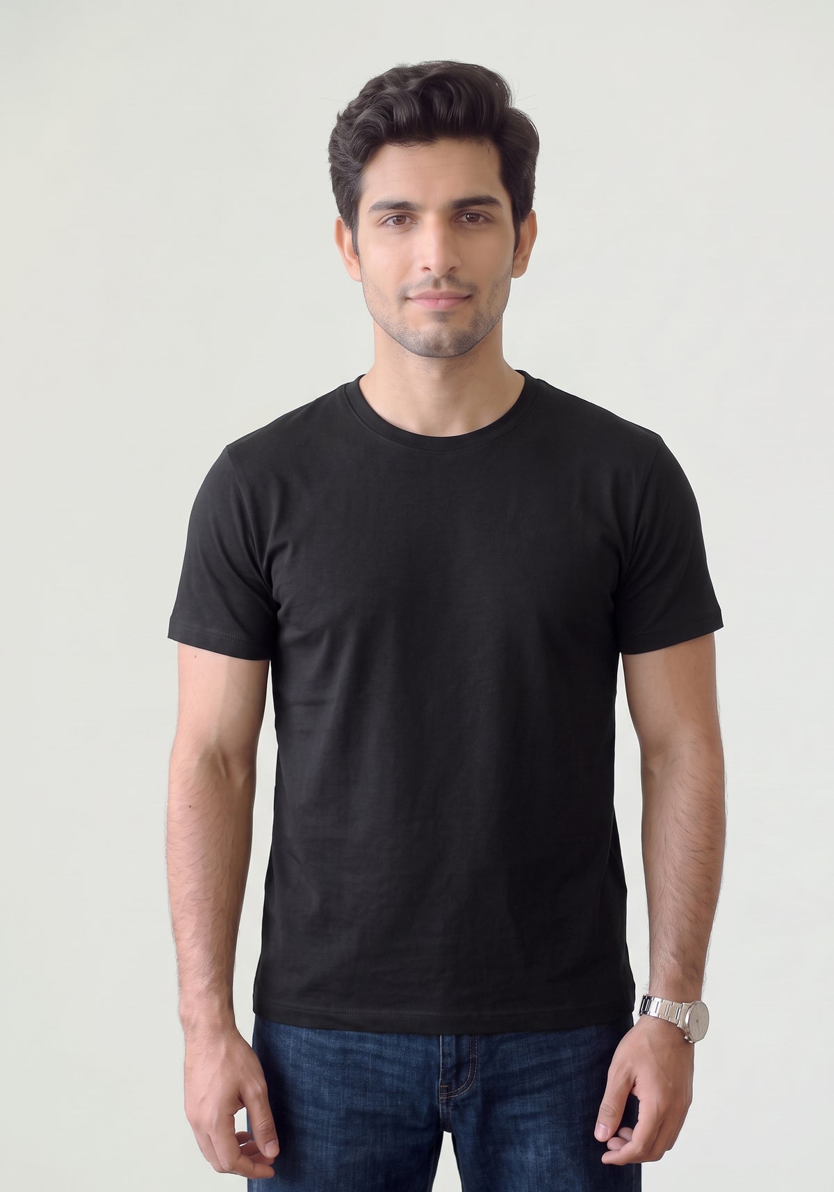 Men’s Heavyweight Black Crew Neck T-Shirt