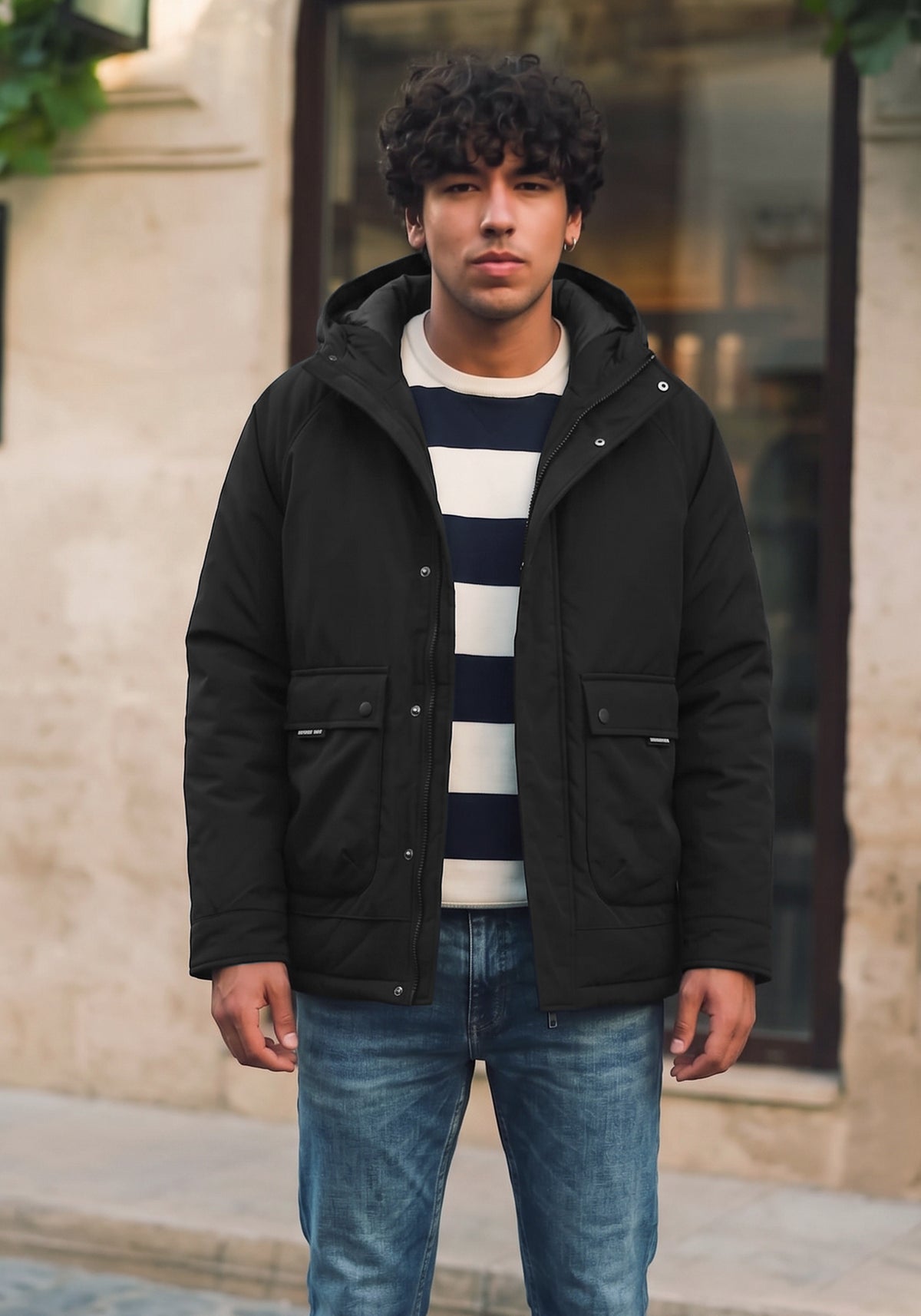 Men's Black Hooded Winter Jacket