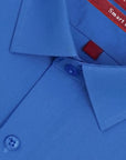 Men Blue Plain Dress Shirt