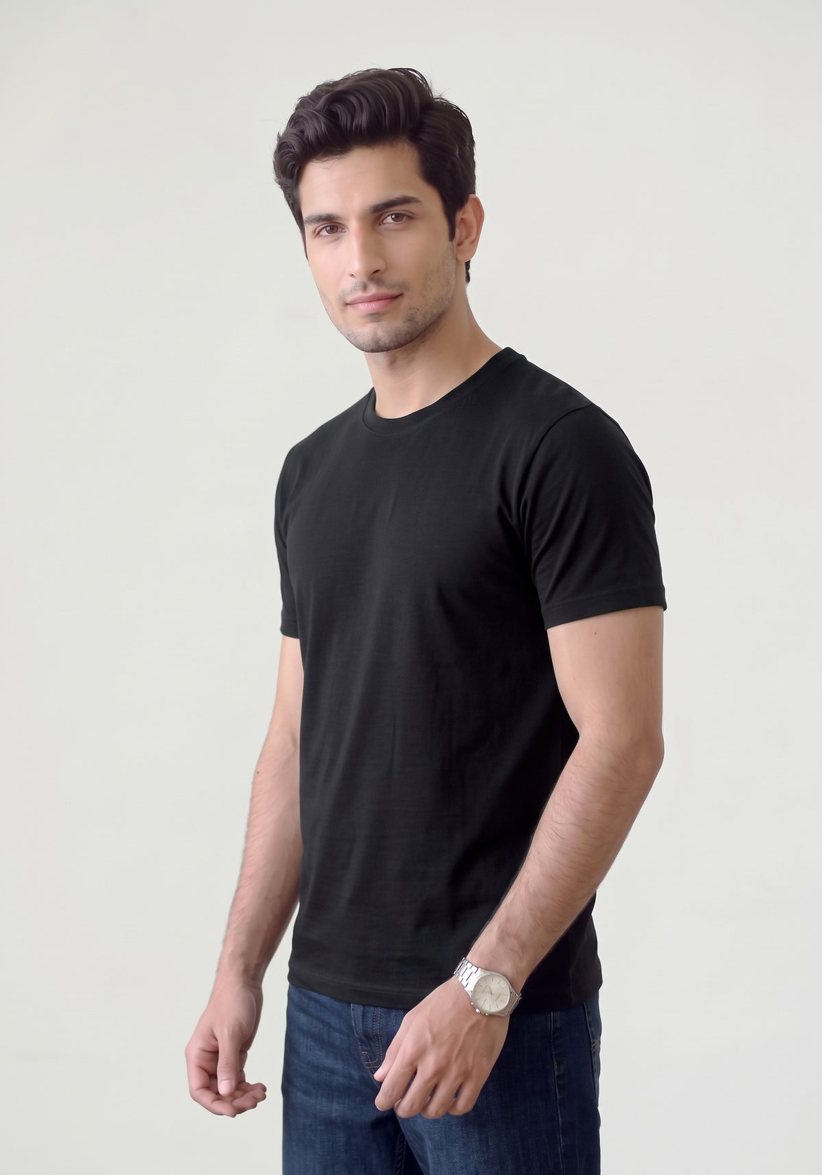 Men’s Heavyweight Black Crew Neck T-Shirt