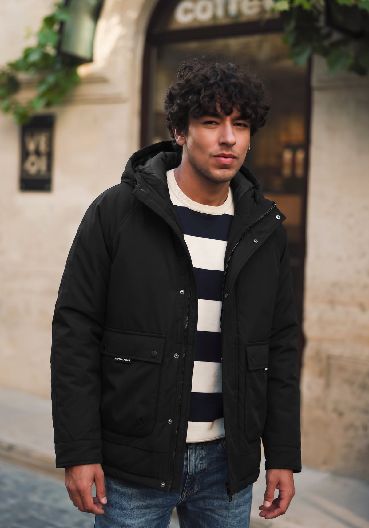 Men's Black Hooded Winter Jacket