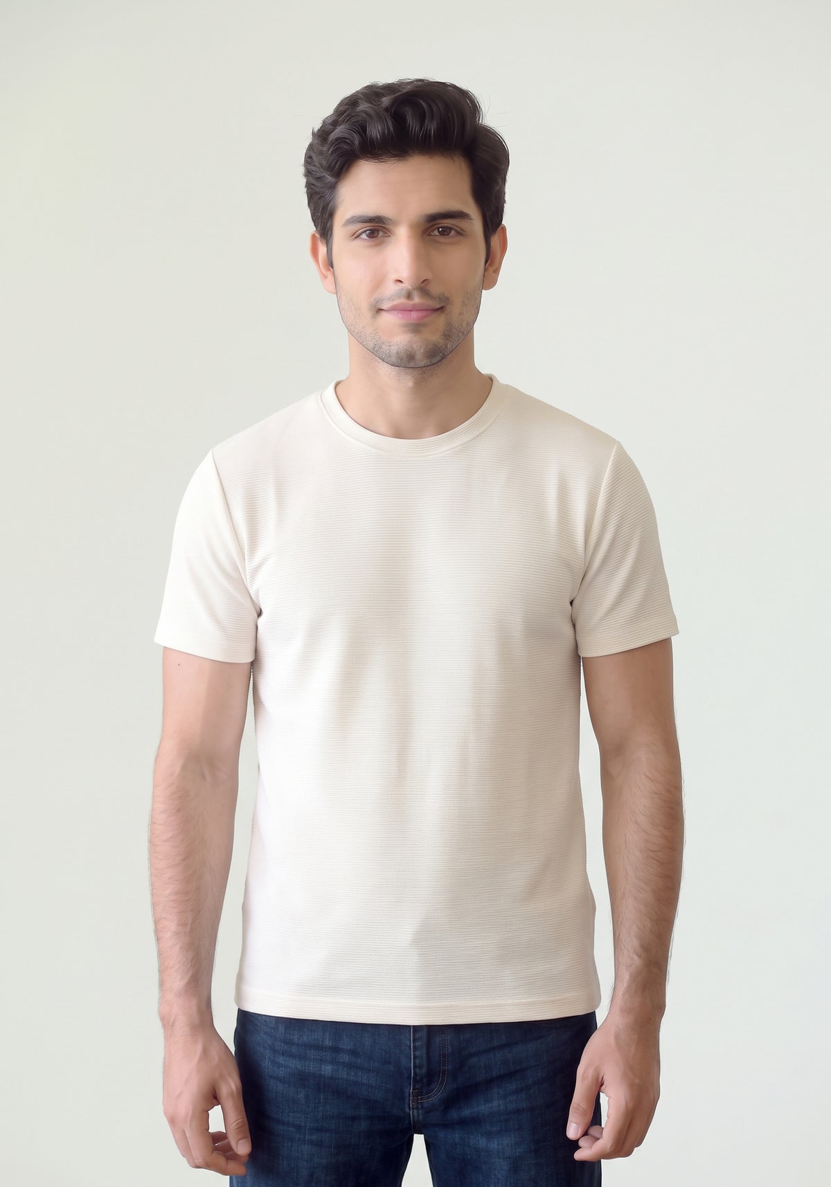 Men’s Textured Fall Crew Neck T-Shirt