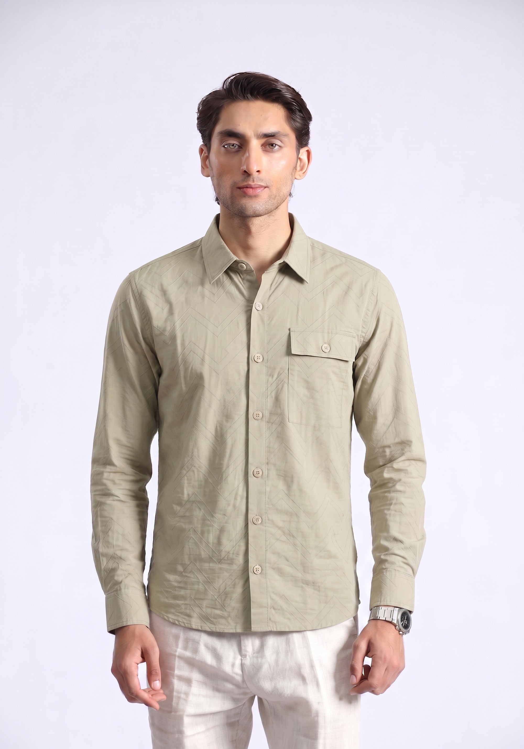 Skin Self Textured Casual Shirt
