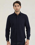 Navy Self Texture Casual Shirt