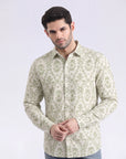Men's Sage Green Geometric Print Shirt