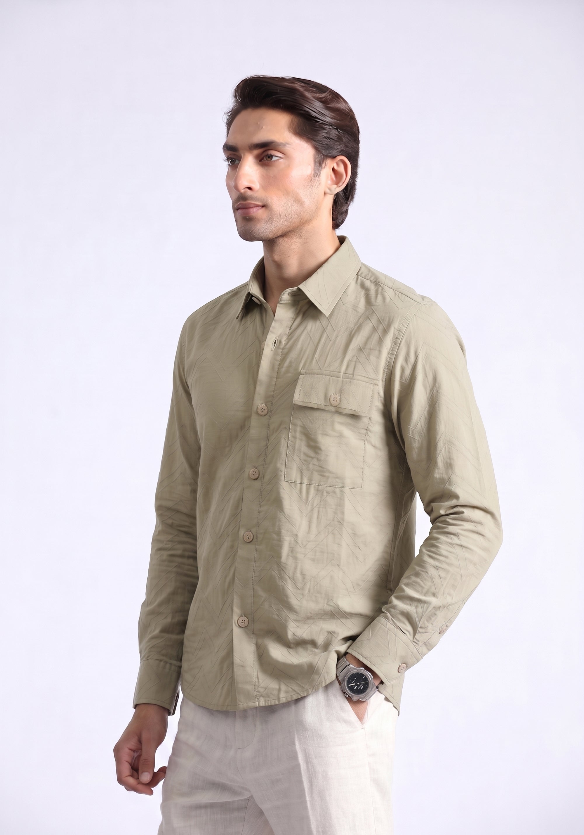 Skin Self Textured Casual Shirt