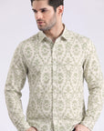 Men's Sage Green Geometric Print Shirt
