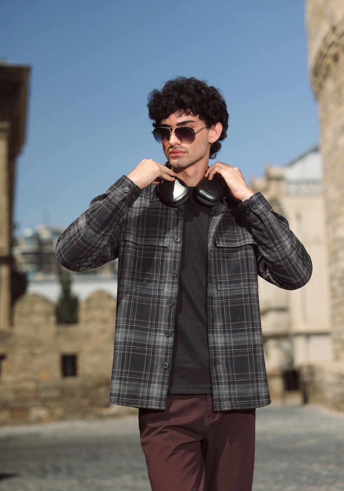 Men's Green Plaid Button-Up Shirt