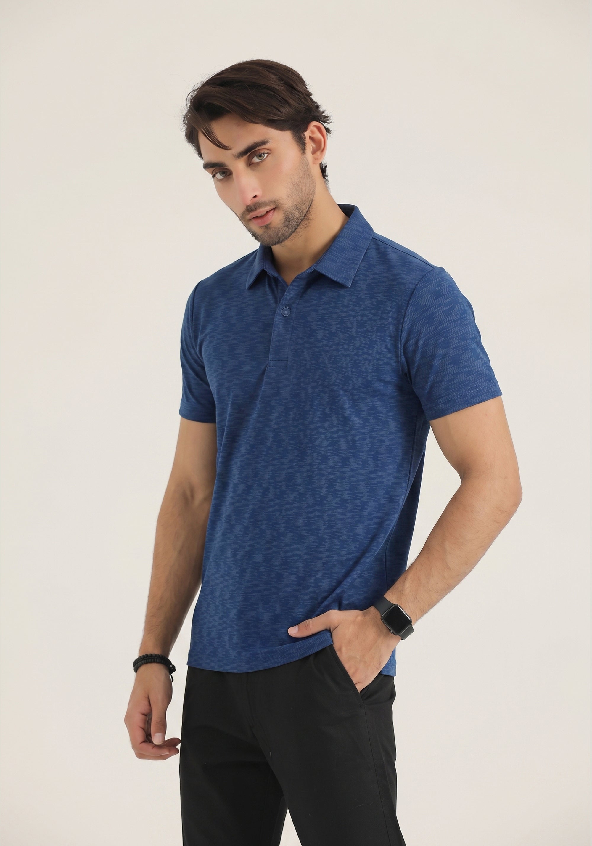 Teal Textured Polo Shirt