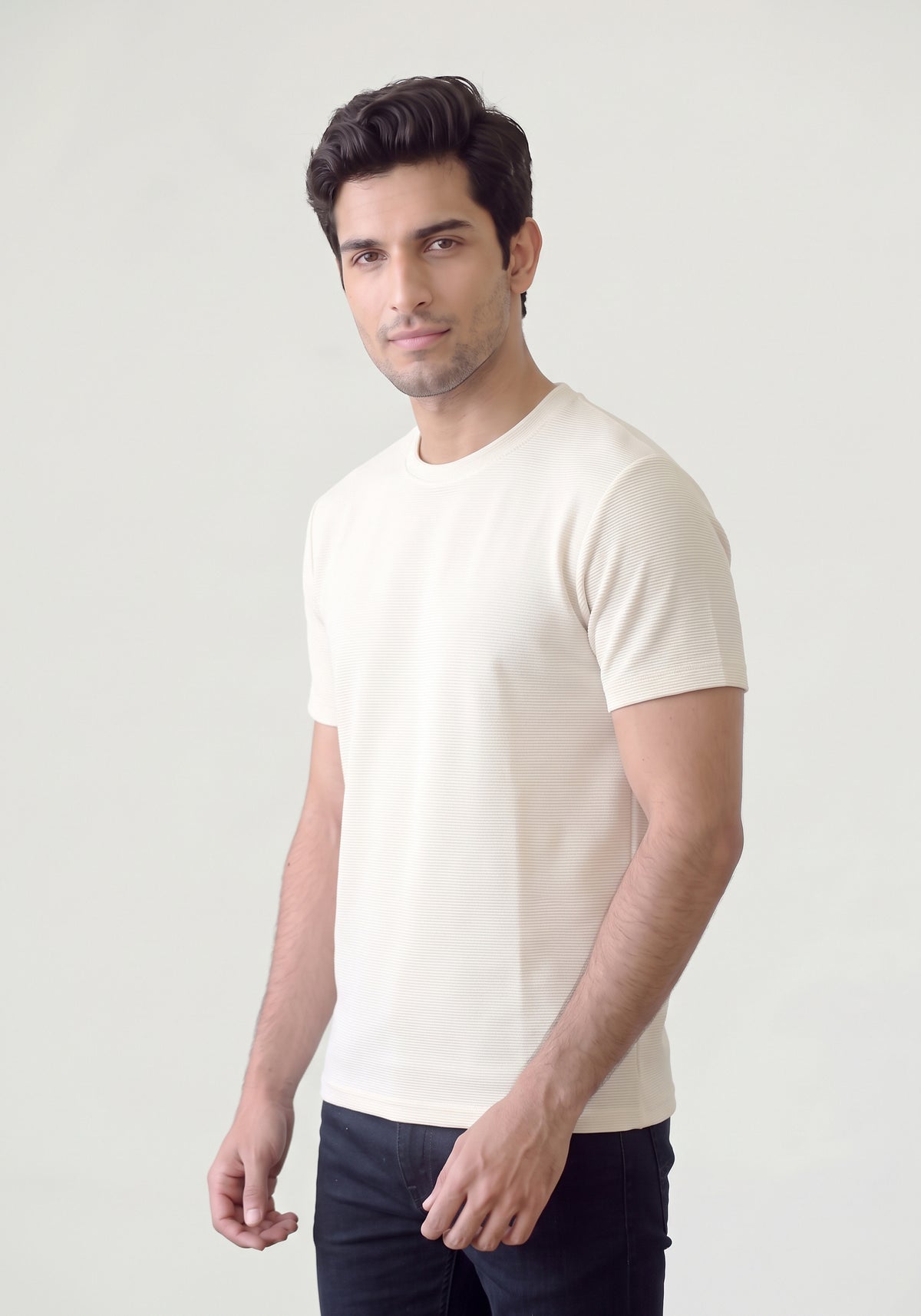 Men’s Textured Fall Crew Neck T-Shirt