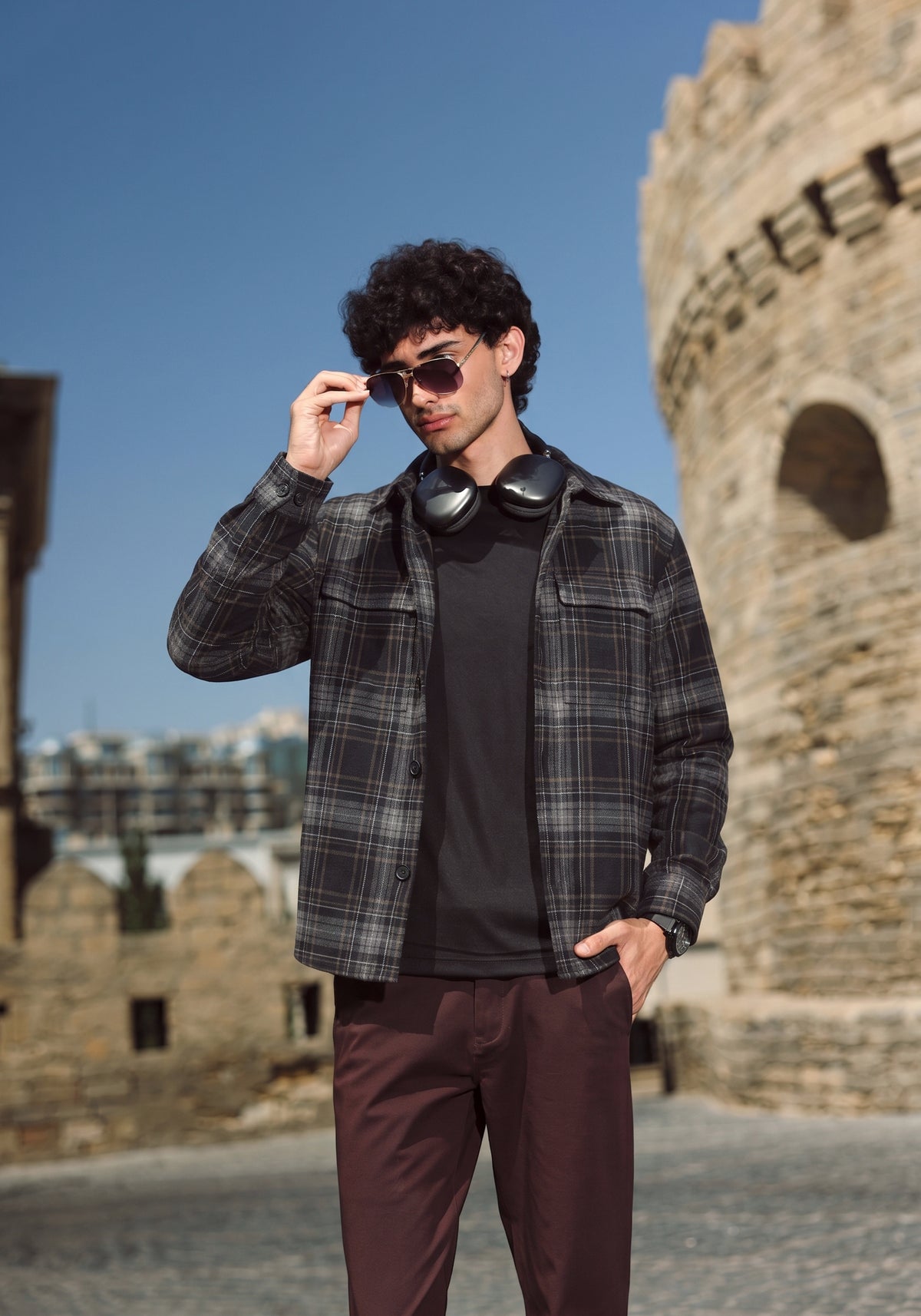 Men's Green Plaid Button-Up Shirt