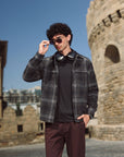 Men's Green Plaid Button-Up Shirt