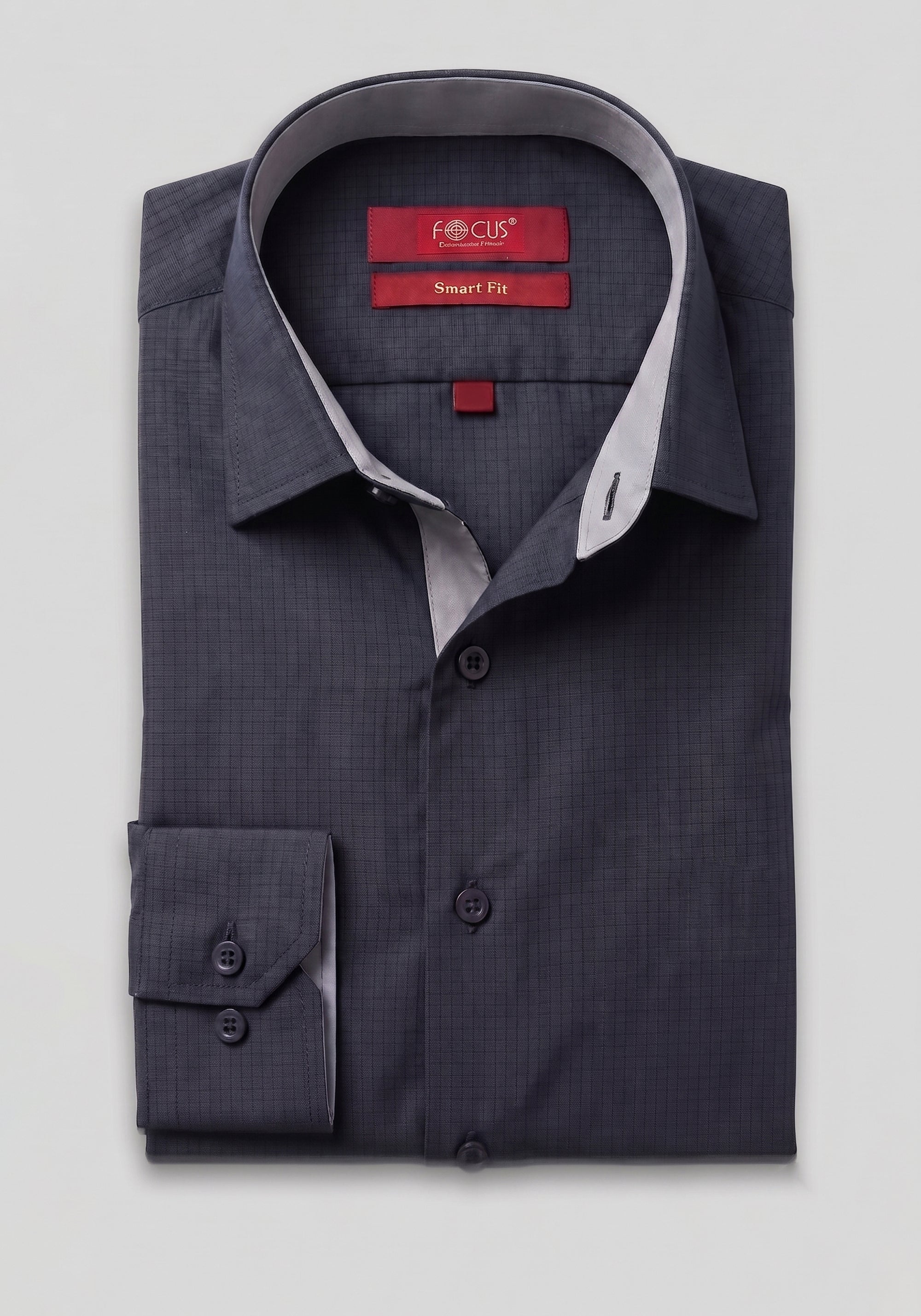 FOCUS Self Essential Black Checked Dress Shirt